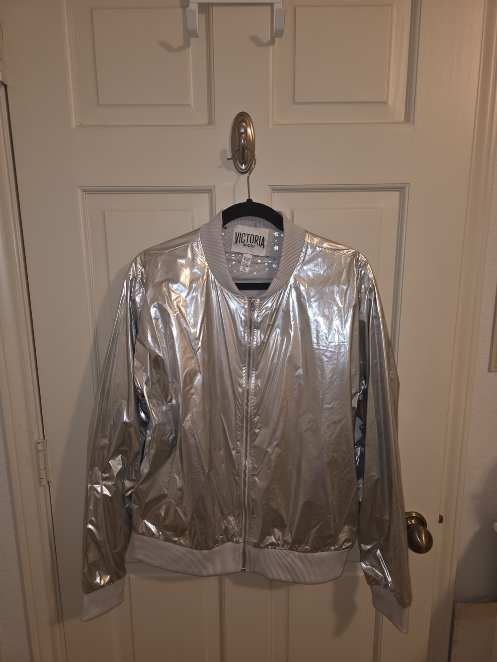 Vintage Victoris's Secret Silver Metallic Bomber Jacket